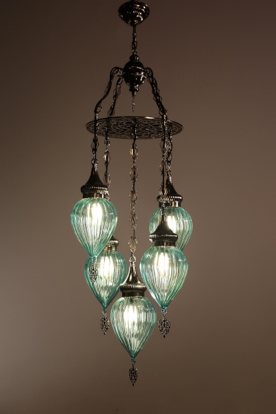 Special Nickel Color Edition Chandelier with 5 Pyrex Glasses